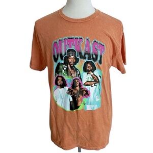 OutKast Orange Mineral Wash Graphic Tee Shirt L